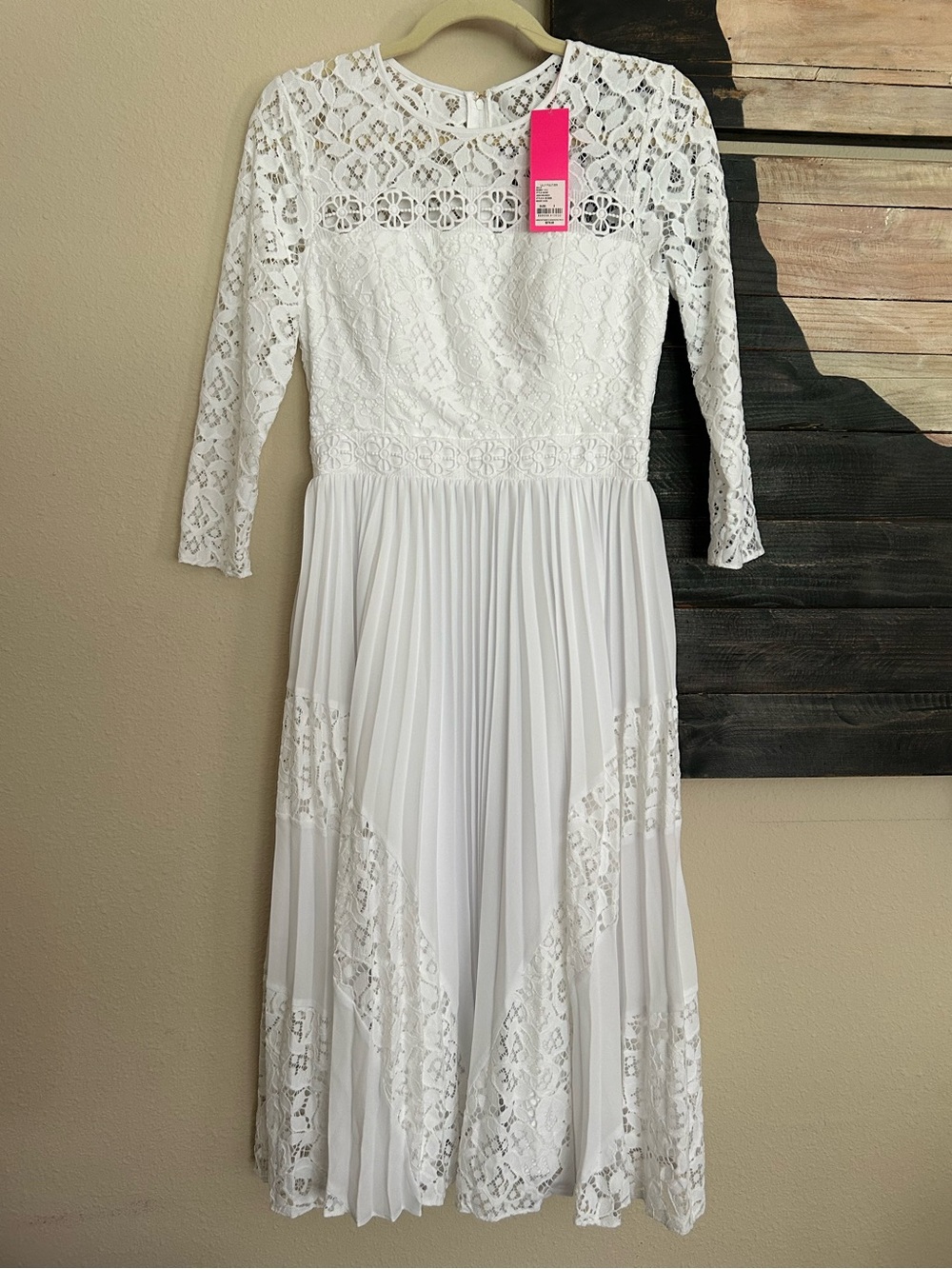 Lilly Pulitzer Aiden White Lace Pleated Midi Dress Resort White Bride Engagement